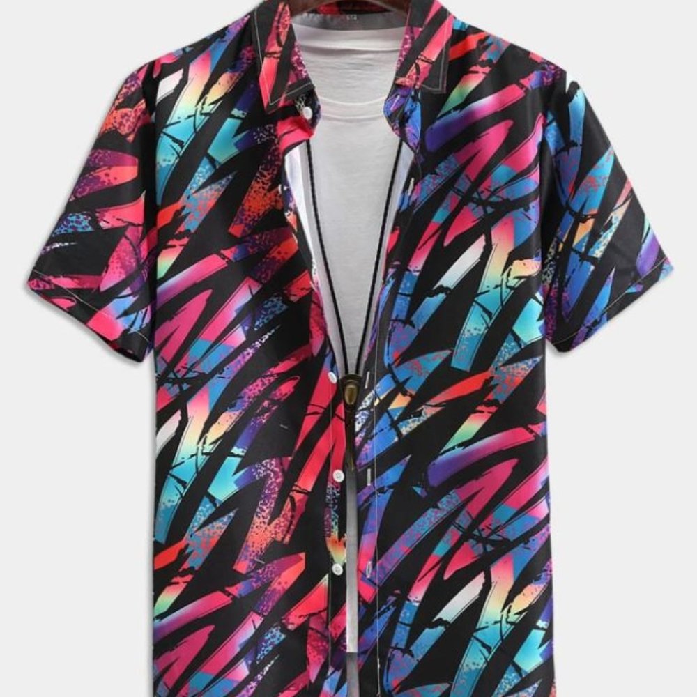 ROMWE Guys Allover Print Shirt Without Tee